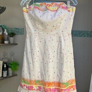 Lilly Pulitzer Strapless Lined Pink and White Dress